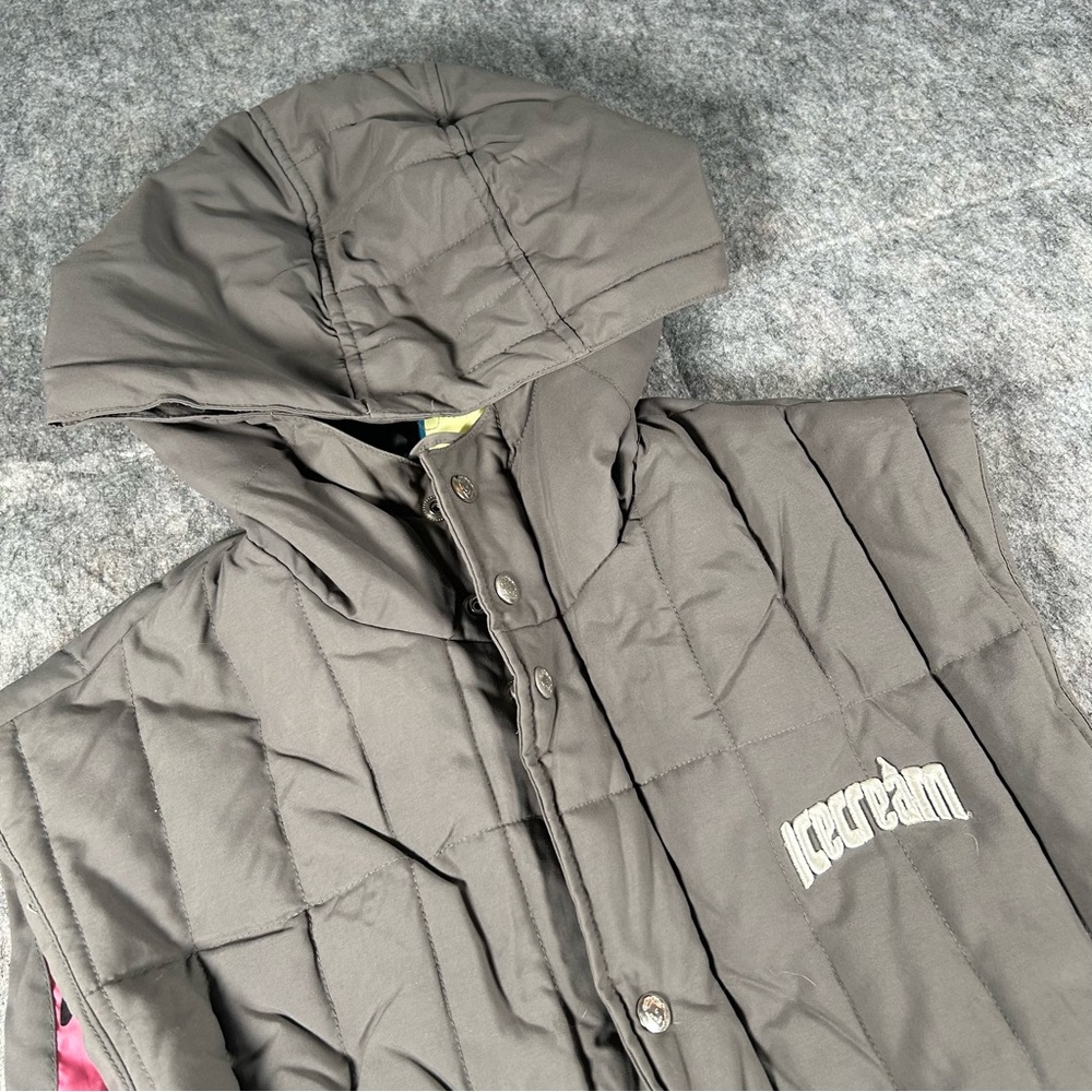 Icecream BBC Vest Mens Medium Grey Puffer Embroidered Billionaire Boys Club Rare - Picture 2 of 9